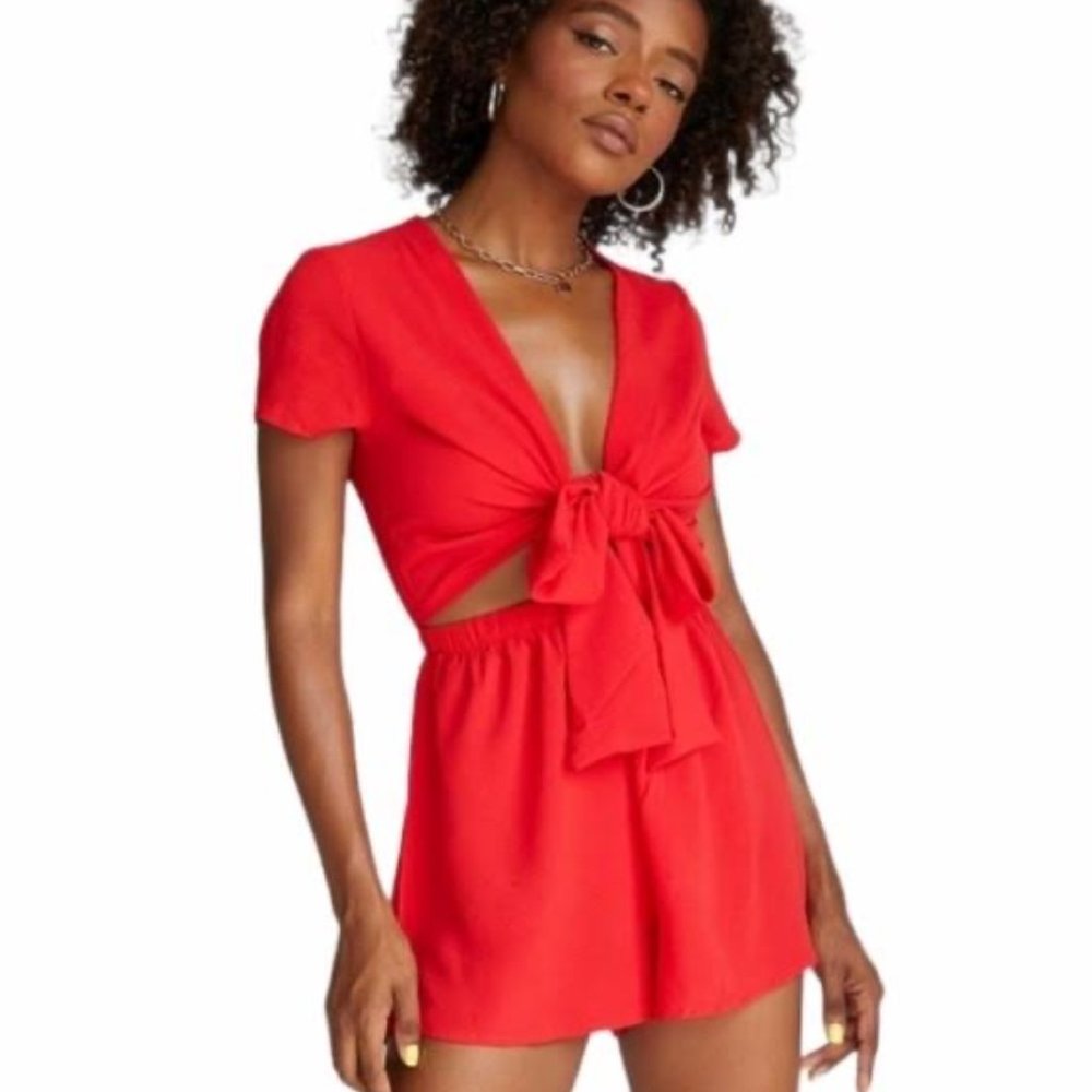 Princess Polly Sweet Sahara Tie Romper in Red